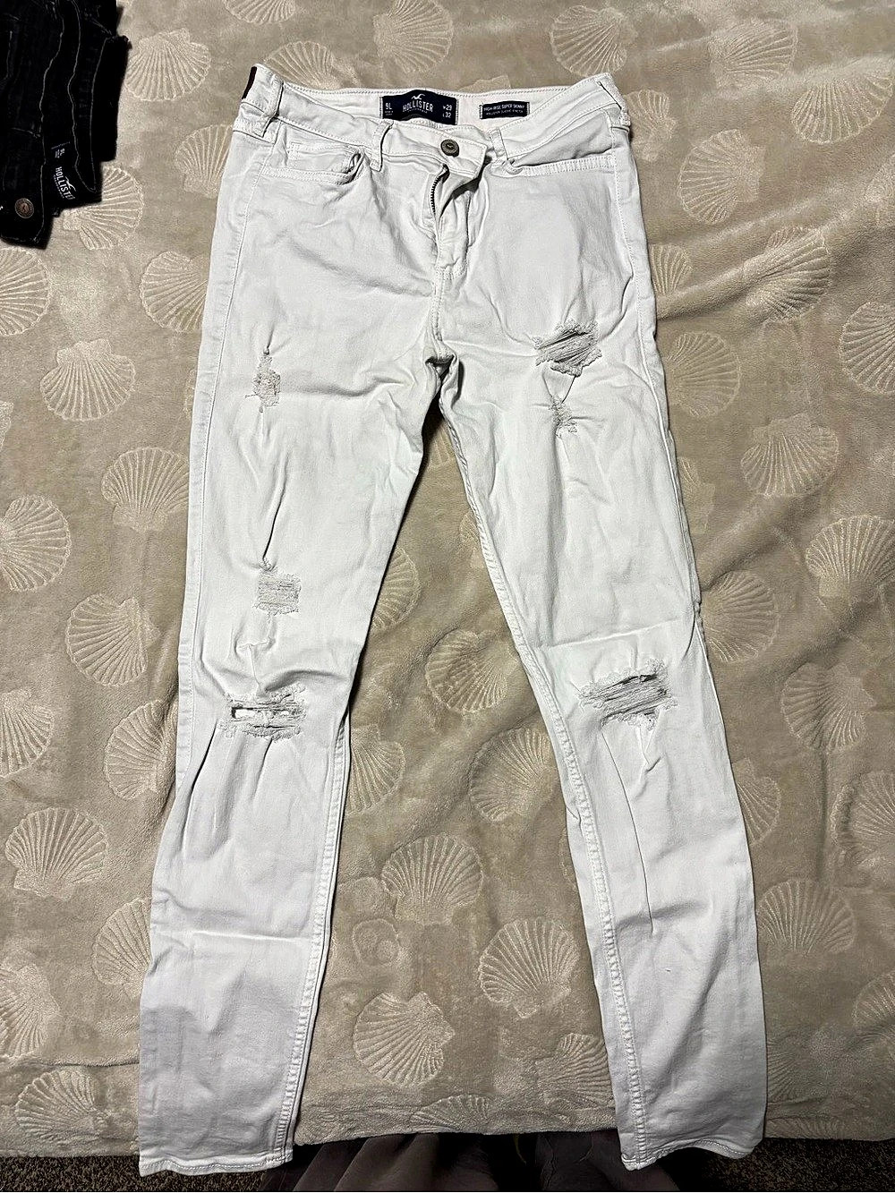 Hollister High-Rise Super Skinny White Distressed Jeans Distressed Skinny Jeans